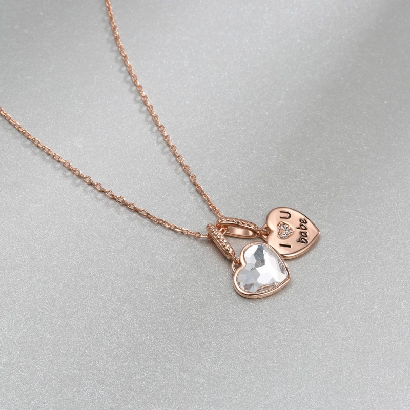 BRASS NECKLACE WITH ROSE GOLD PLATING 