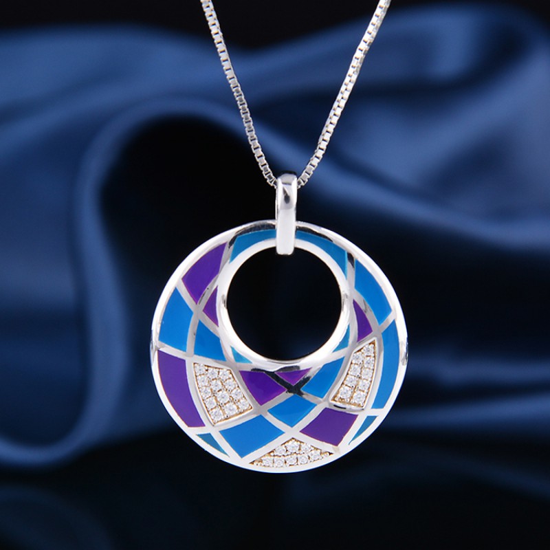 925 silver enamel jewelry set