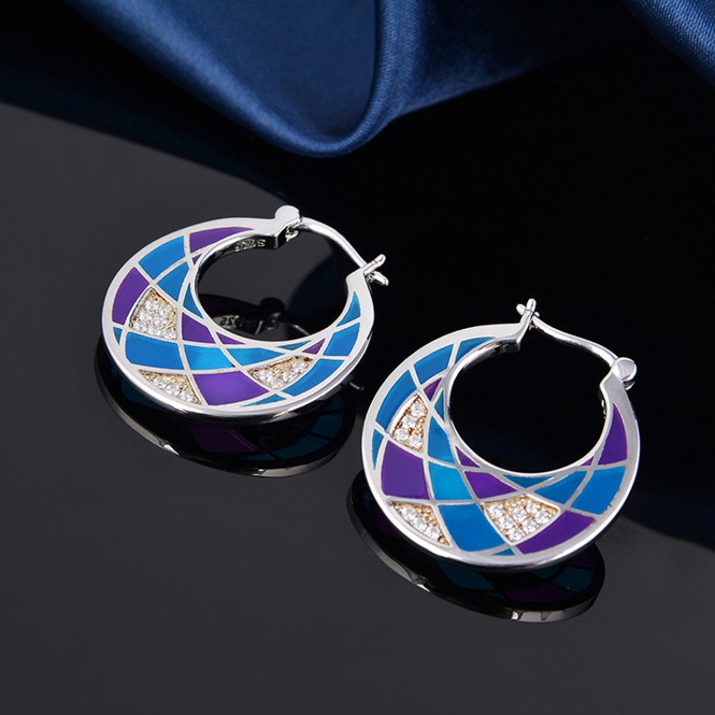 925 silver enamel jewelry set