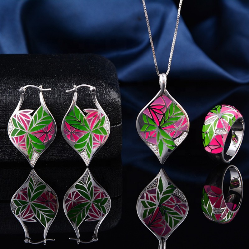 925silver enamel jewelry set