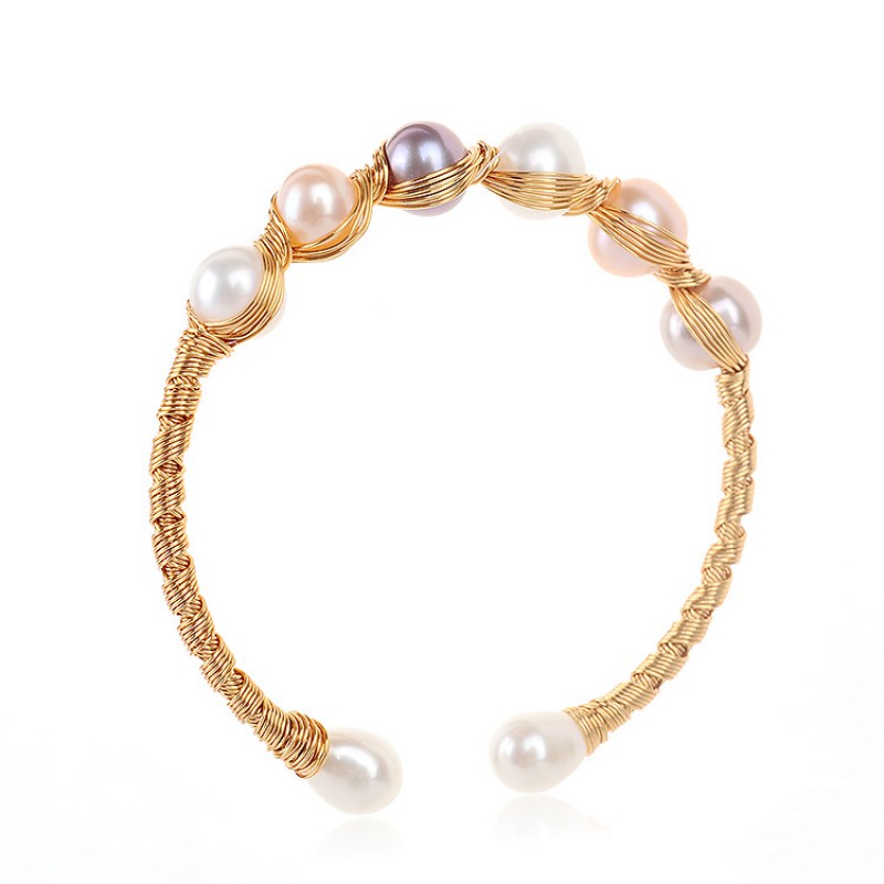 NATURE PEARL BANGLE 14 K GOLD FILLED