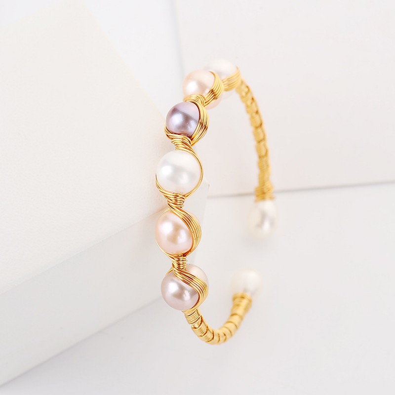 NATURE PEARL BANGLE 14 K GOLD FILLED