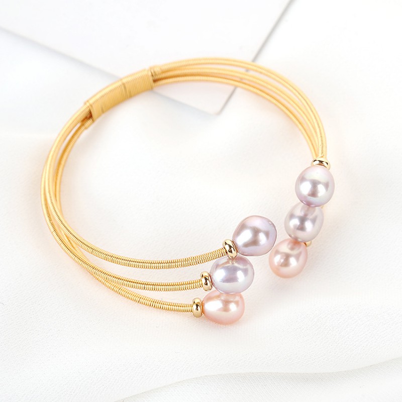 NATURE PEARL BANGLE 14 K GOLD FILLED