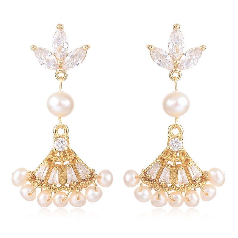 14K GOLD FILLED NATURAL FRESHWATER PEARL DROP EARRINGS