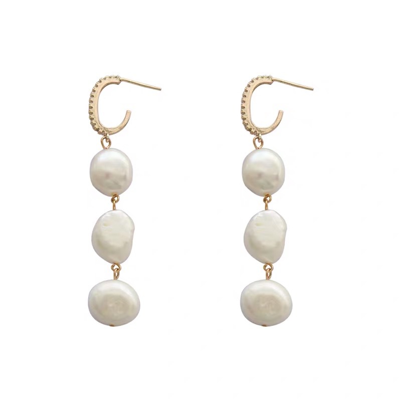 NATURAL BAROQUE PEARL DROP EARRINGS