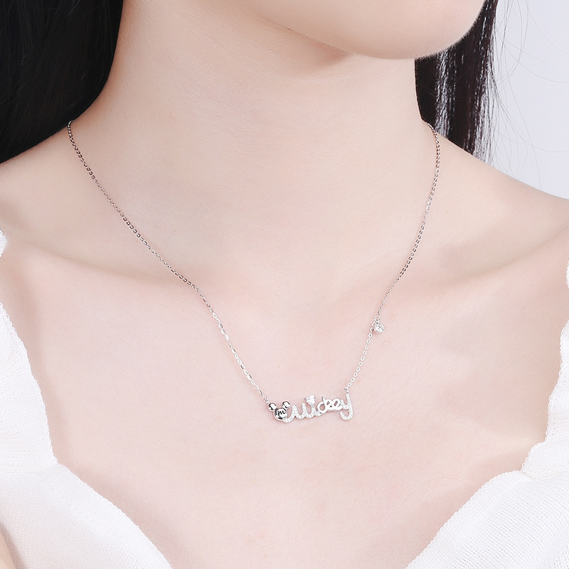 925 silver English letters necklace