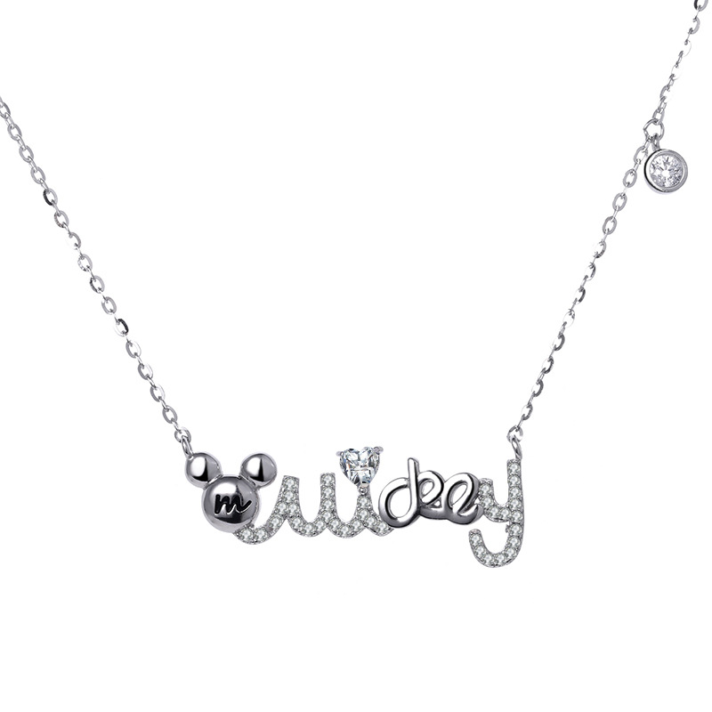 925 silver English letters necklace