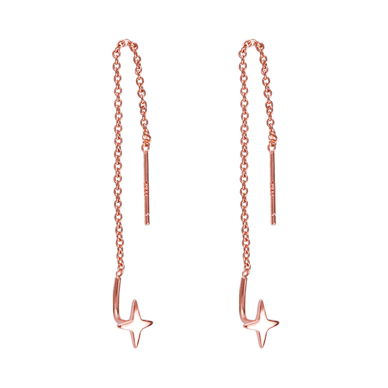 925 silver star tassels earrings