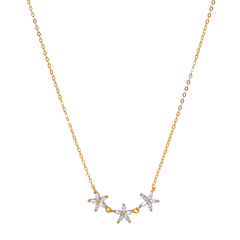 925 silver 14k gold plating flower necklace