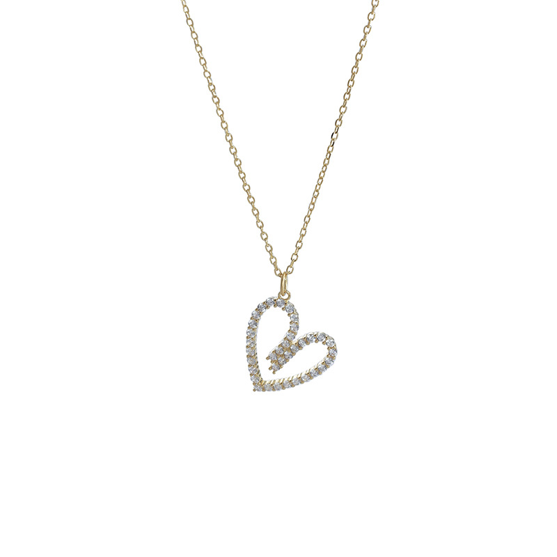 925 silver heart zircon necklace