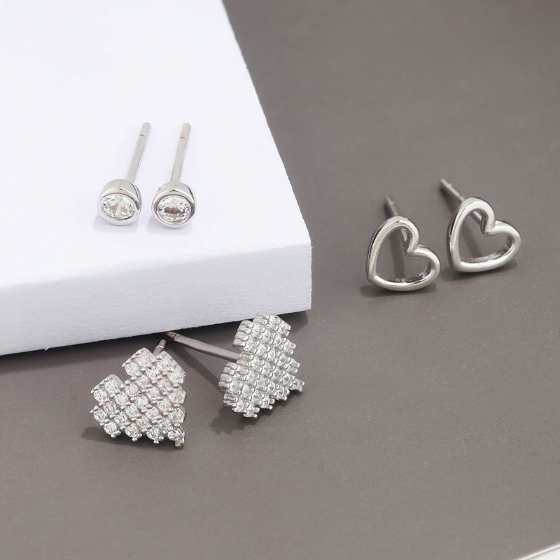 925 silver heart earrings stud