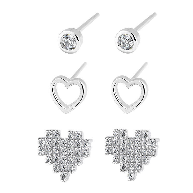 925 silver heart earrings stud