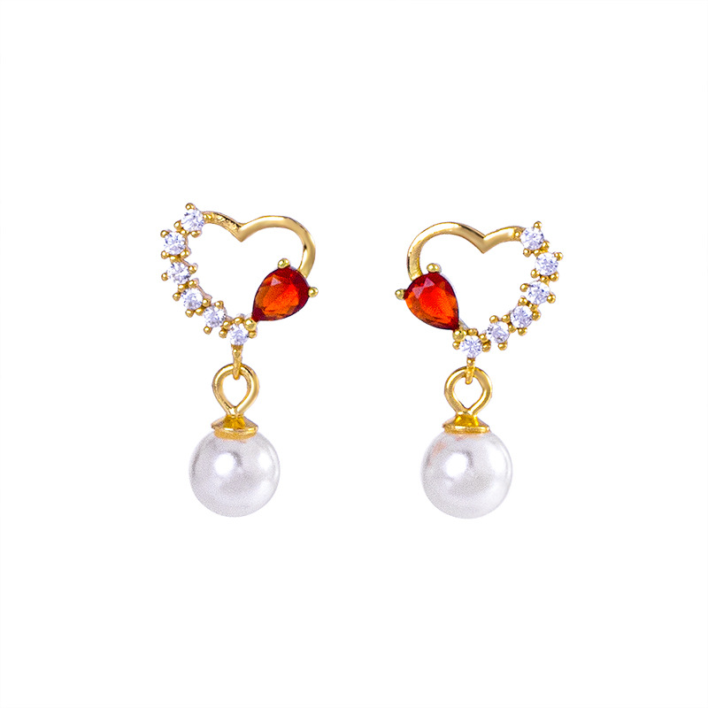 925 silver heart pearl earrings stud