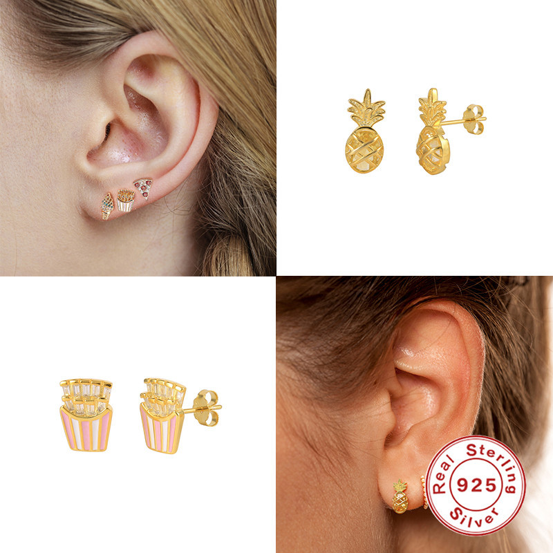 925 silver food earrings stud