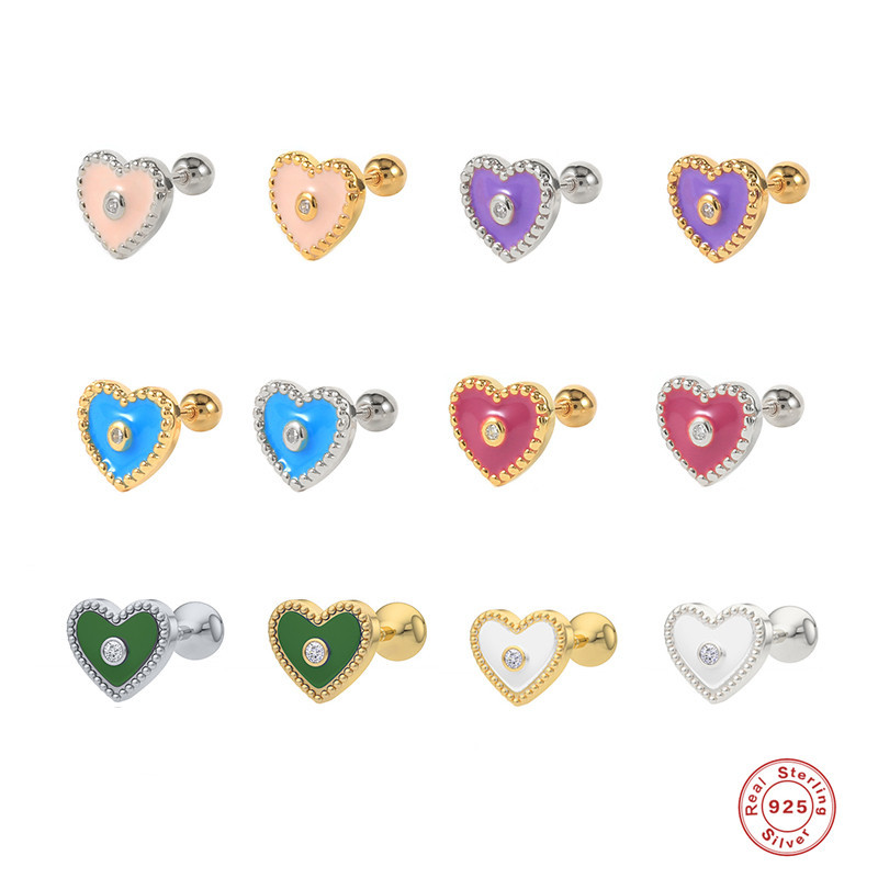 925 silver heart earrings