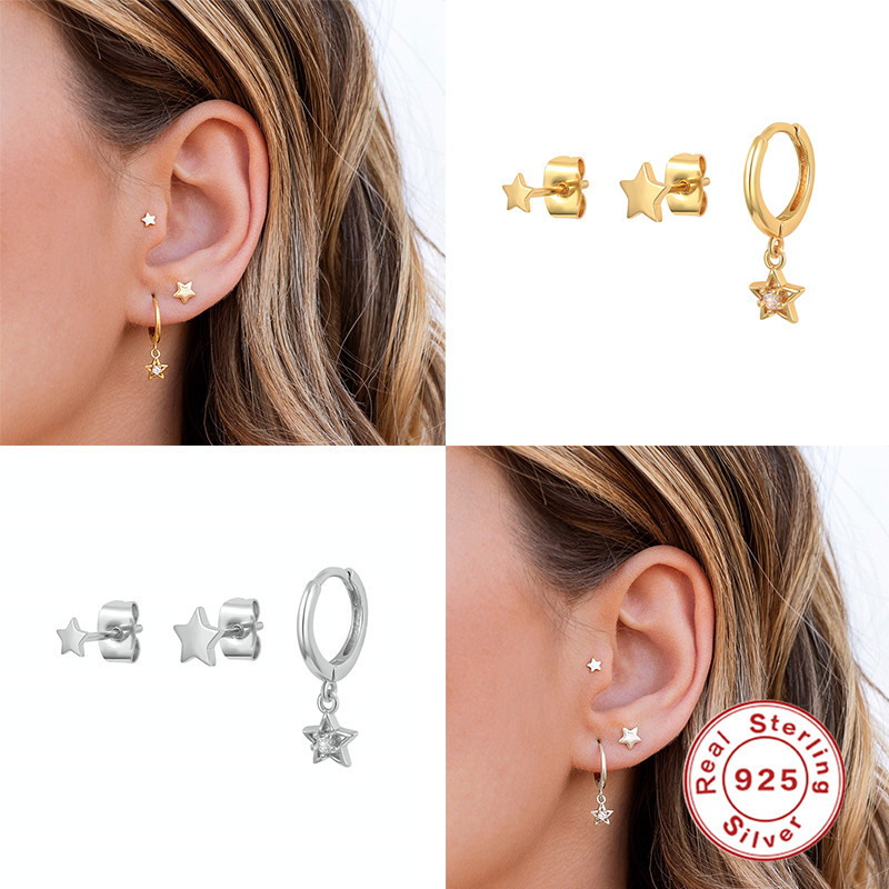 925 silver star earrings