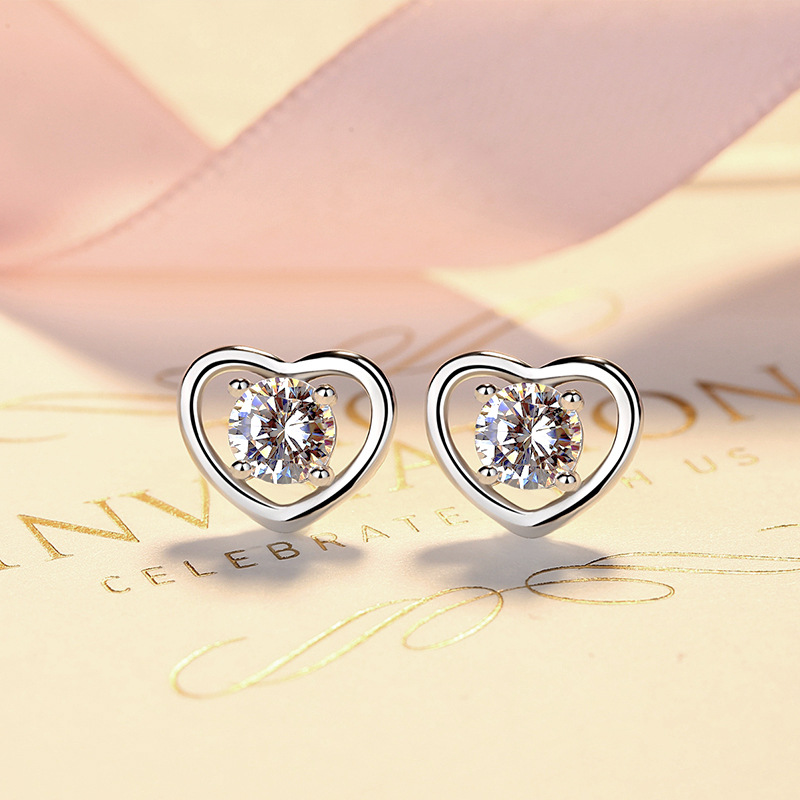 925 silver heart earrings