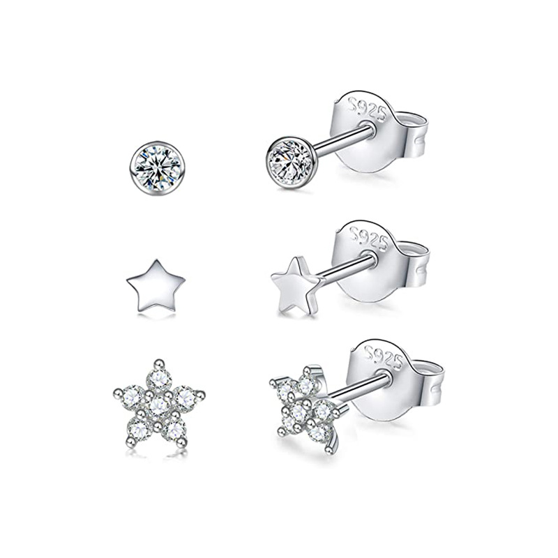 925 silver star earrings