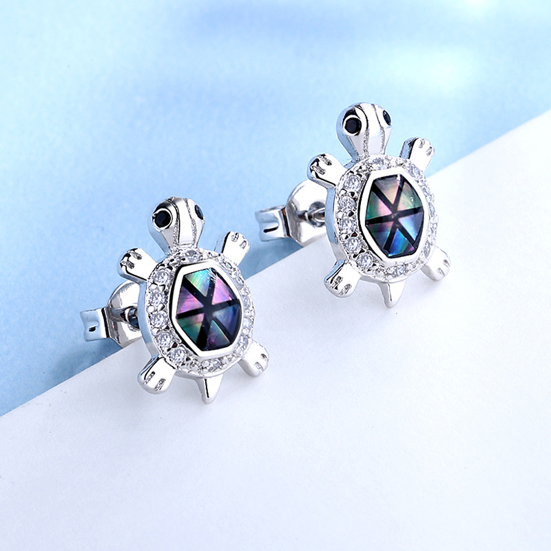 925 silver turtle earrings stud