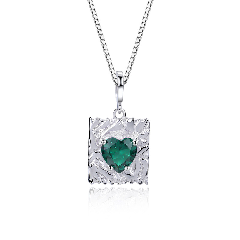 925 silver heart birthstone necklace