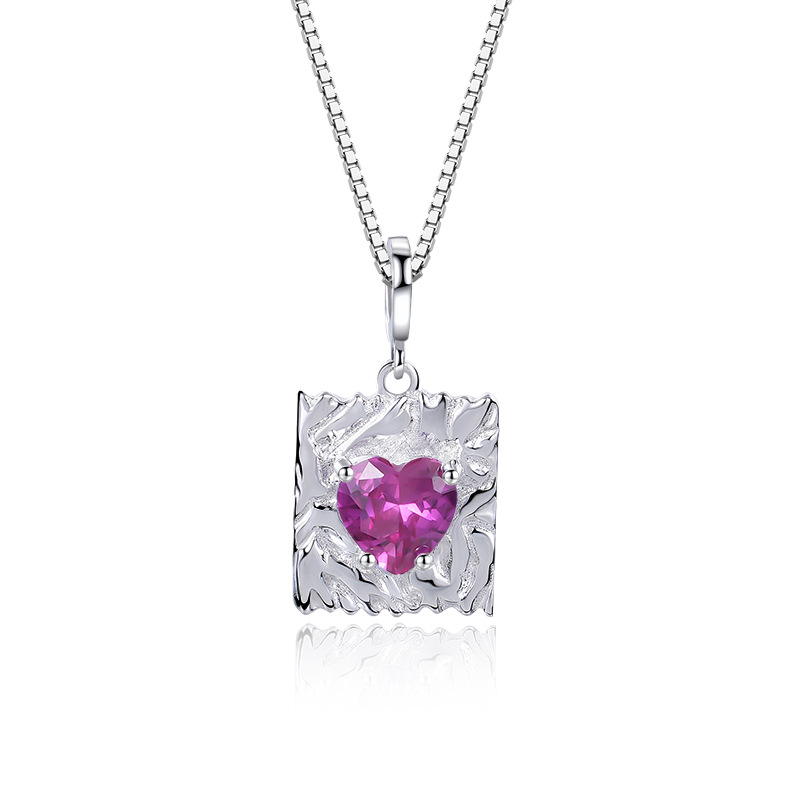 925 silver heart birthstone necklace