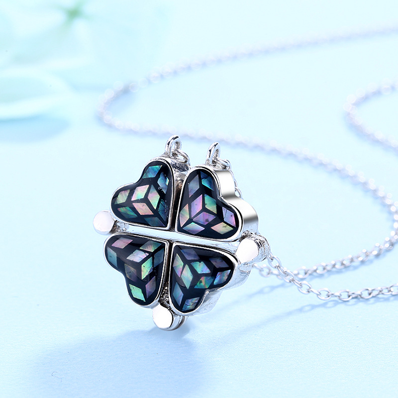 925 silver heart abalone shell necklace