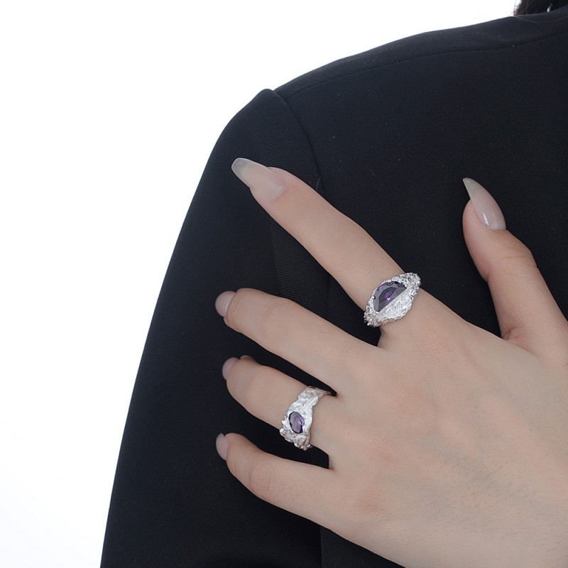 925 silver gemstone irregular ring