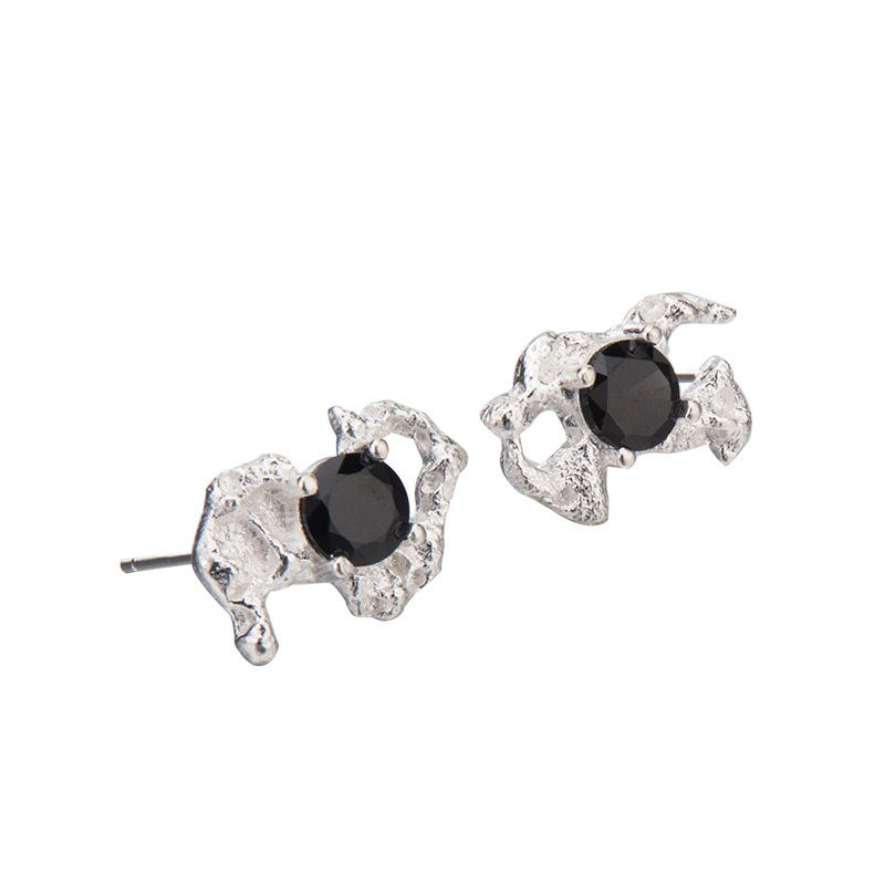 925 silver diamond irregular earrings stud