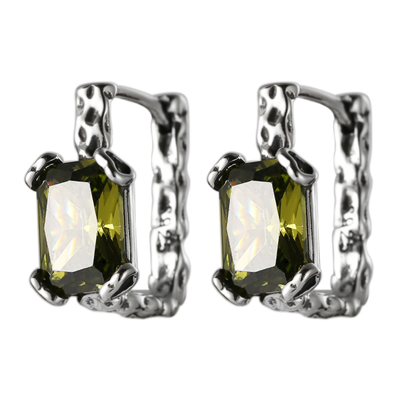 925 silver square zircon earrings stud