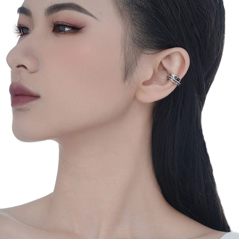 925 silver black diamond ear clip