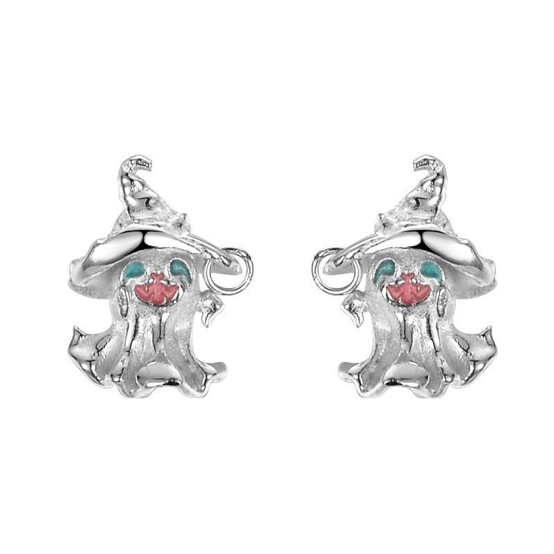 925 silver ghost earrings stud