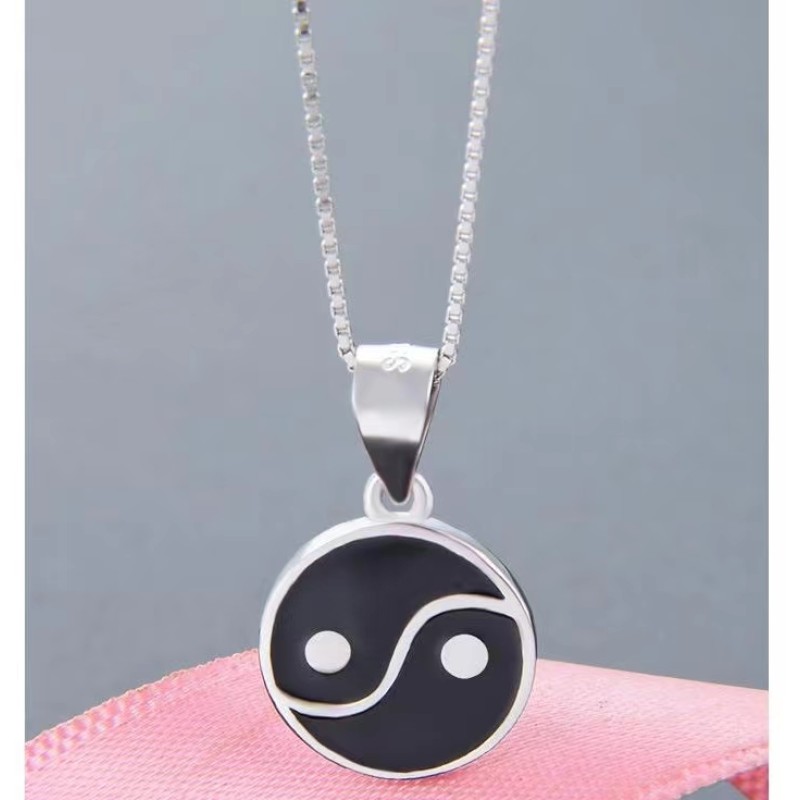 925 silver the Eight Diagrams enamel necklace