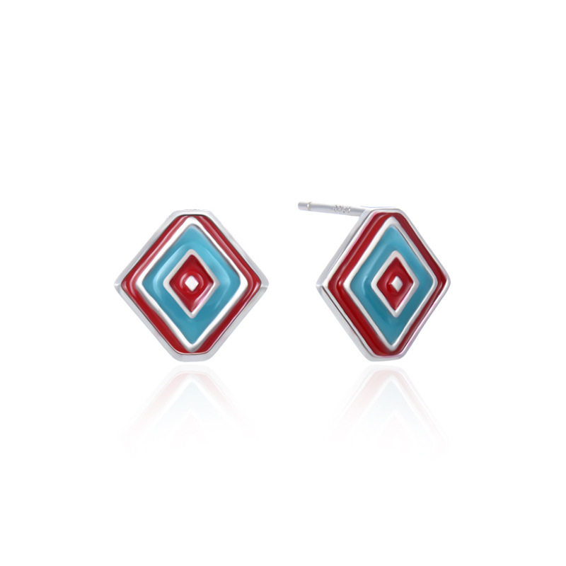 925 silver enamel earrings stud