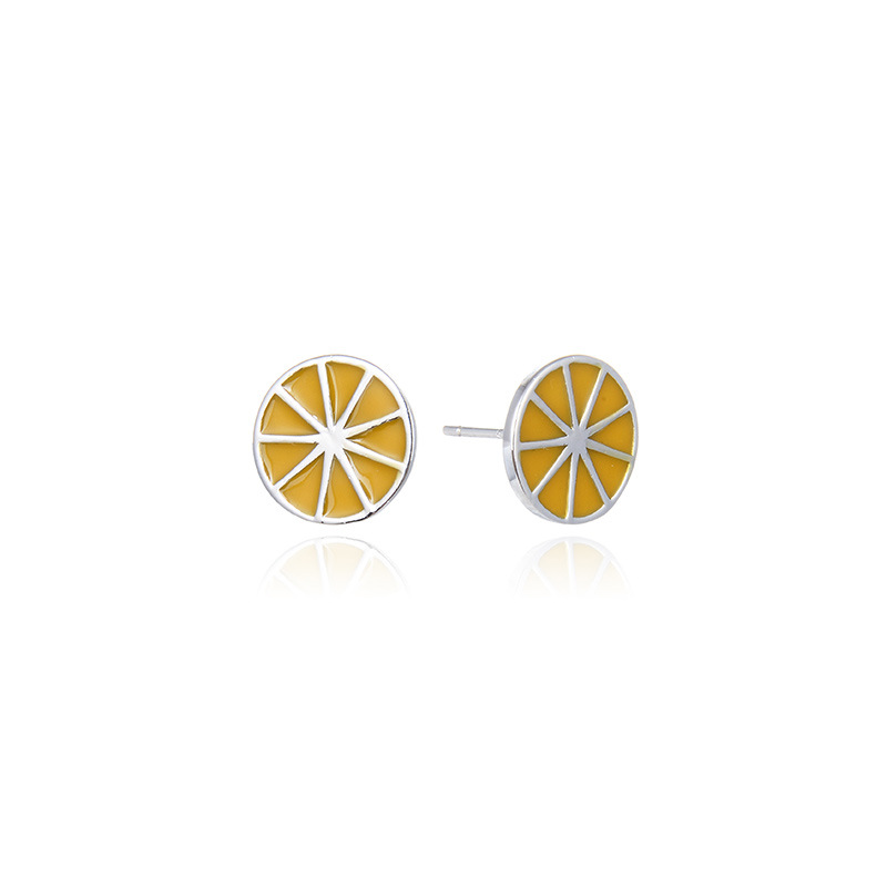 925 silver orange enamel earrings stud