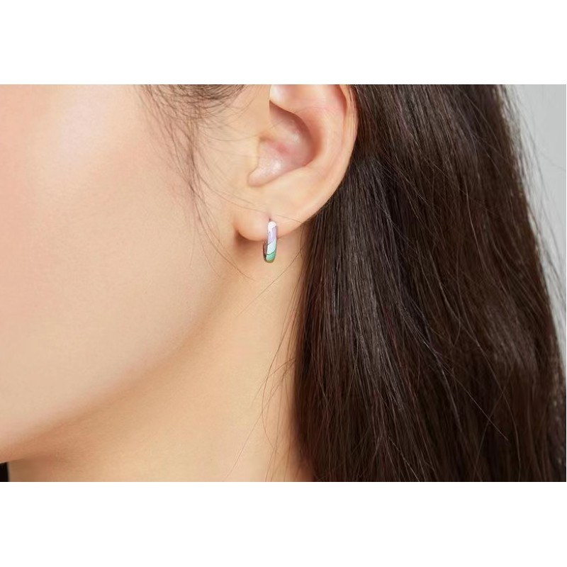 925 silver colorful enamel earrings