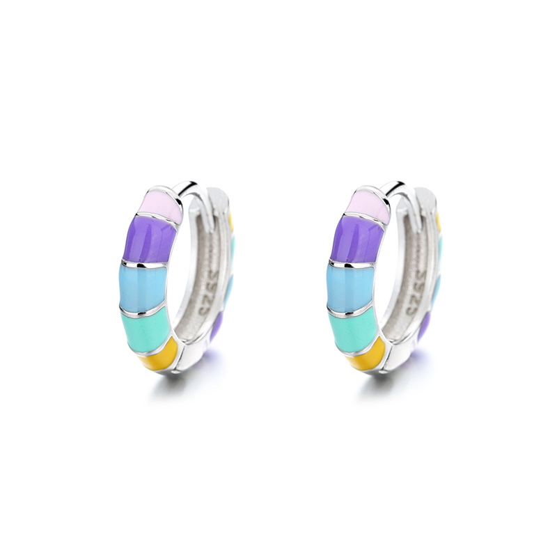 925 silver circle enamel earrings