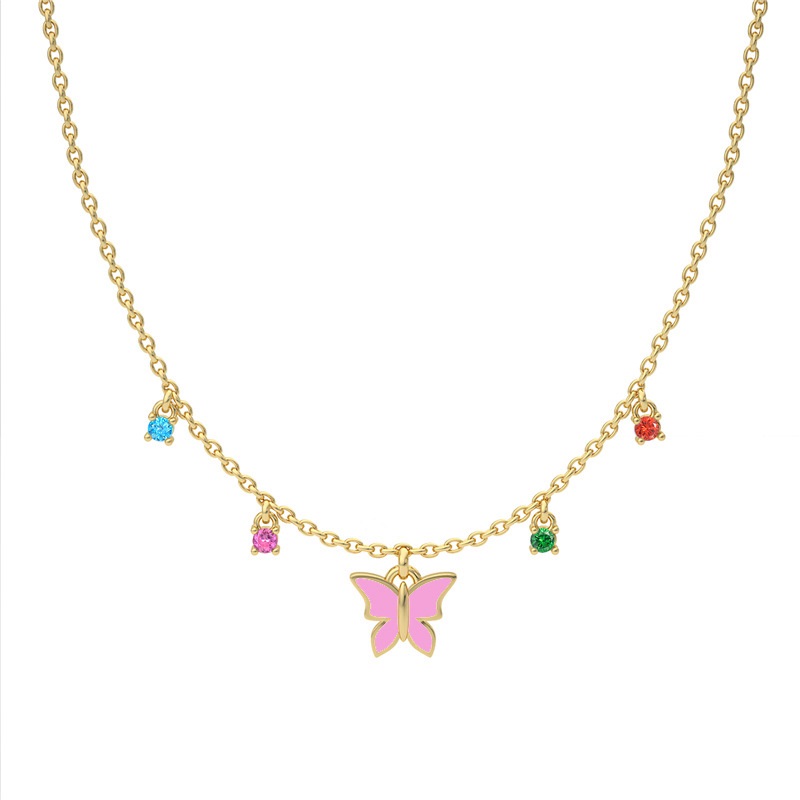 925 silver butterfly enamel necklace