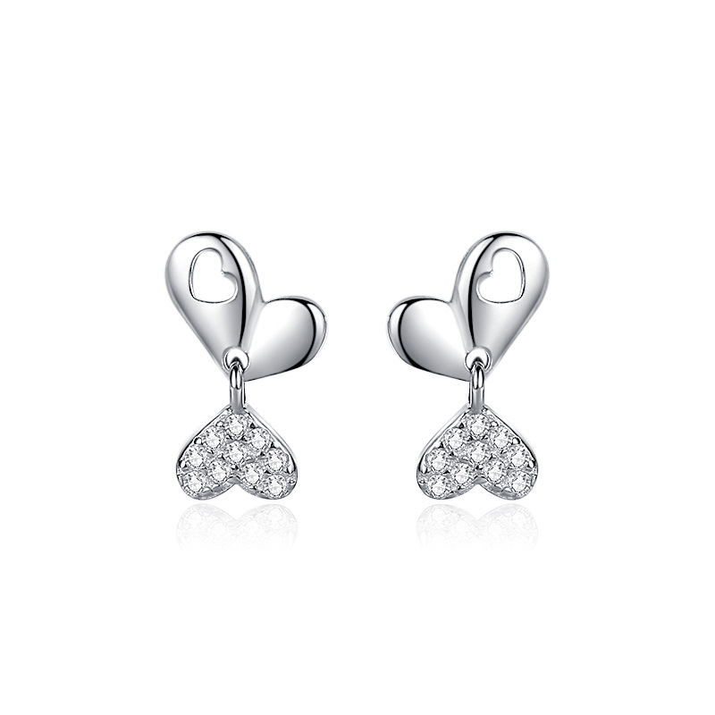 925 silver heart earrings