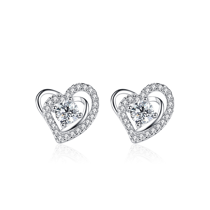 925 silver heart earrings