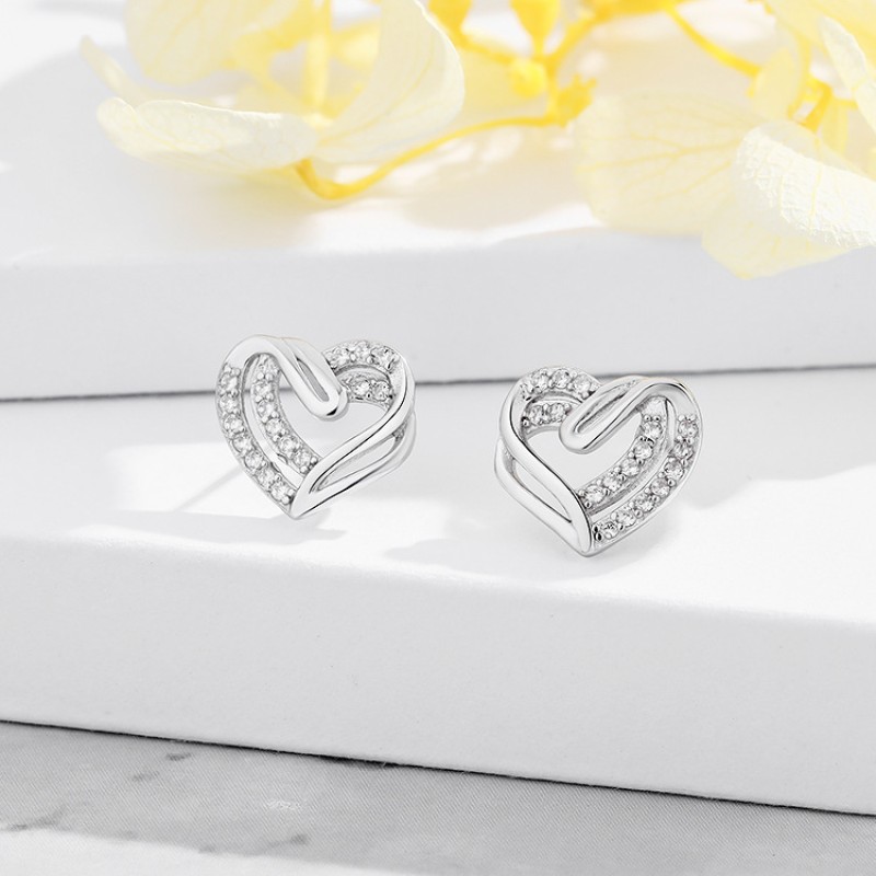 925 silver heart earrings