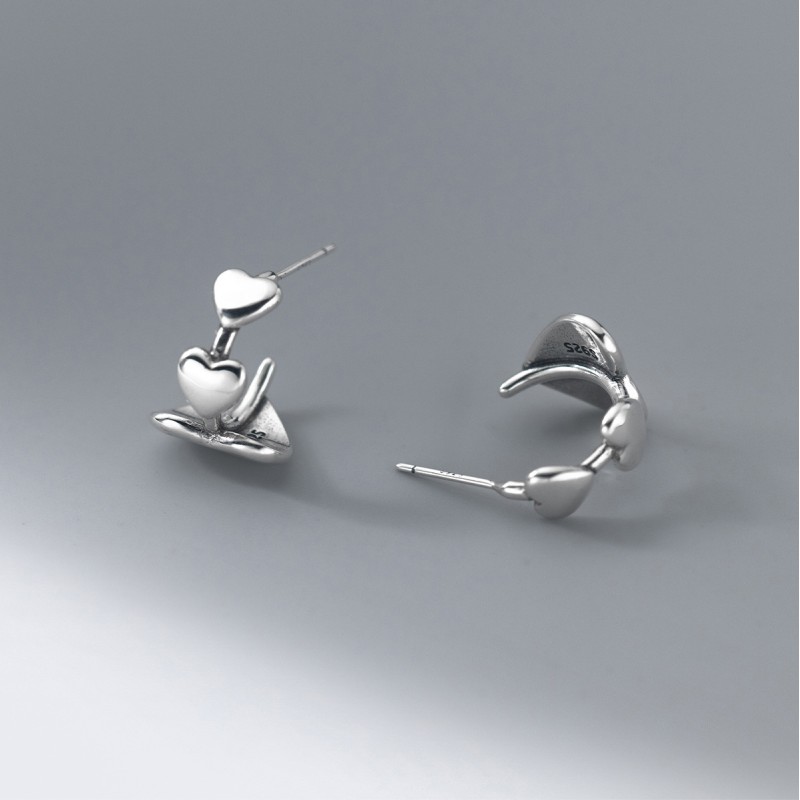 925 silver heart earrings