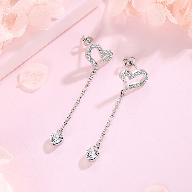 925 silver heart earrings