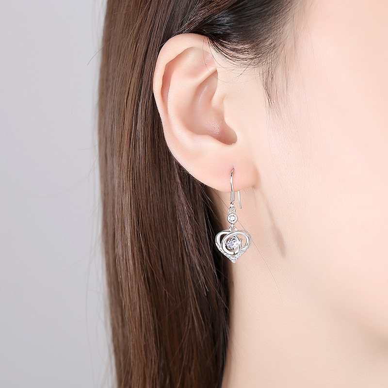 925 silver heart earrings