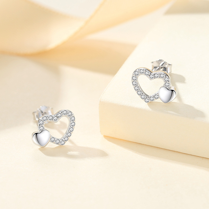 925 silver heart earrings