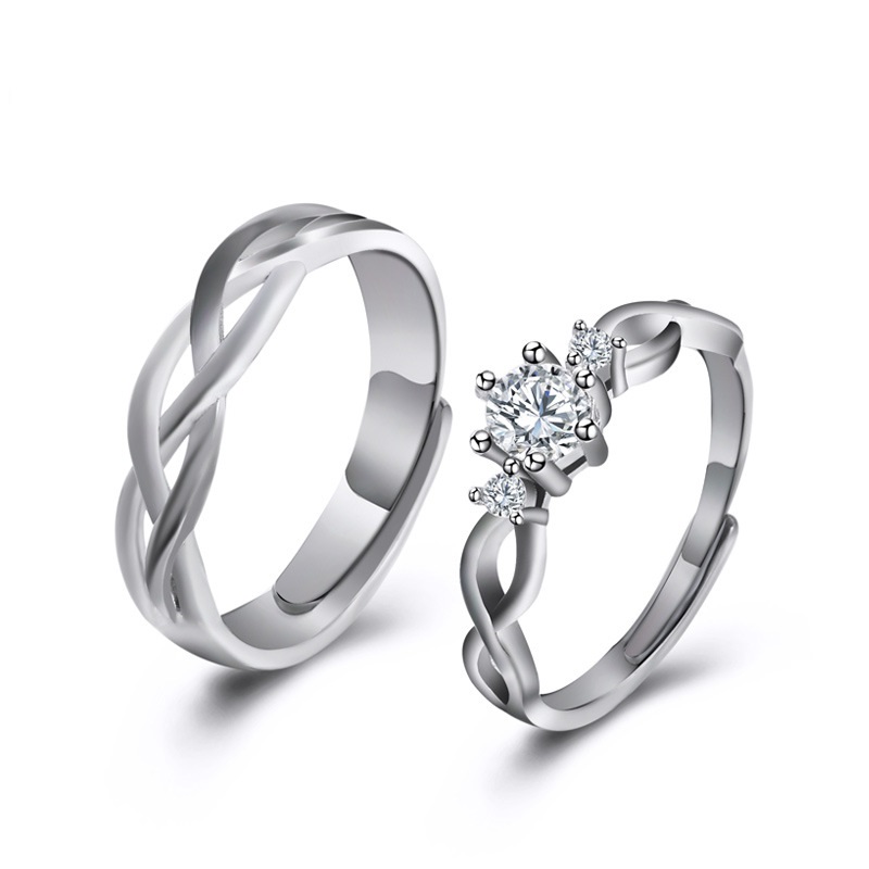 925 SILVER COUPLE RINGS SIZE ADJUSTABLE