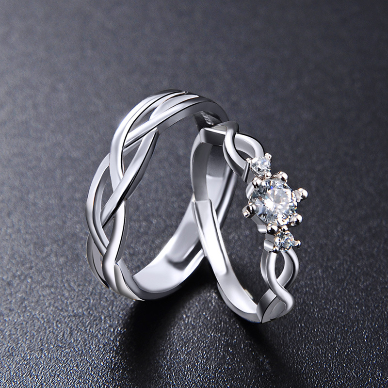 925 SILVER COUPLE RINGS SIZE ADJUSTABLE