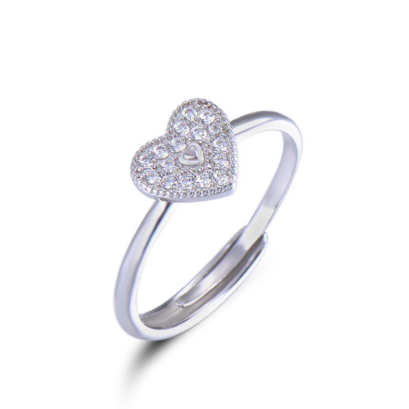 heart 925 silver rings sizes adjustable