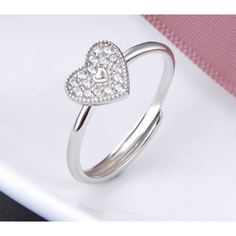 heart 925 silver rings sizes adjustable