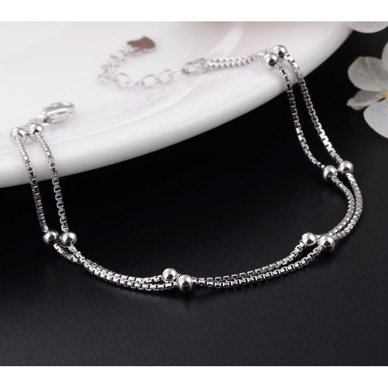 925 silver bracelet double layers women bracelet