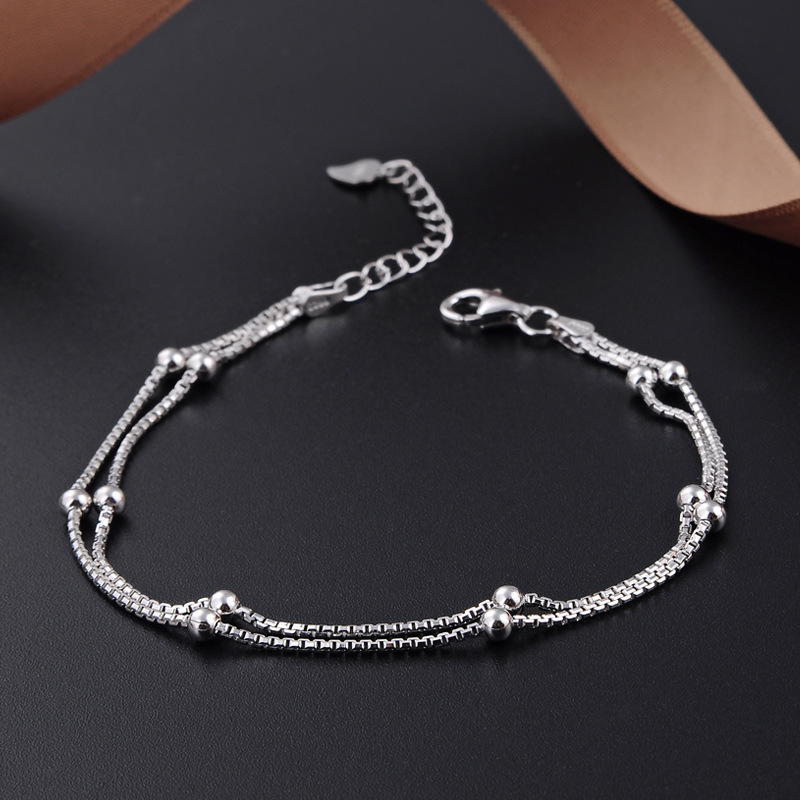 925 silver bracelet double layers women bracelet